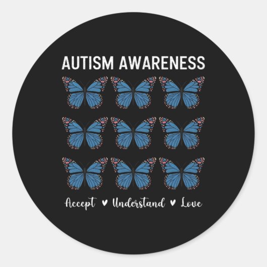Sticker Rond Accepter Comprendre la Sensibilisation sur l'autis (Devant)
