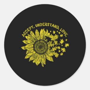 Sticker Rond Accepter Comprendre L'Amour Autistique Enfants Sup