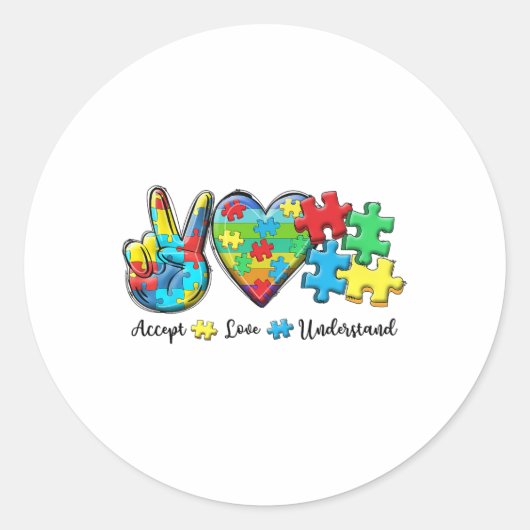 Sticker Rond Accepter l'amour comprendre la Sensibilisation sur (Devant)