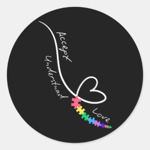 Sticker Rond Accepter l'amour comprendre l'autisme soutenir l'a