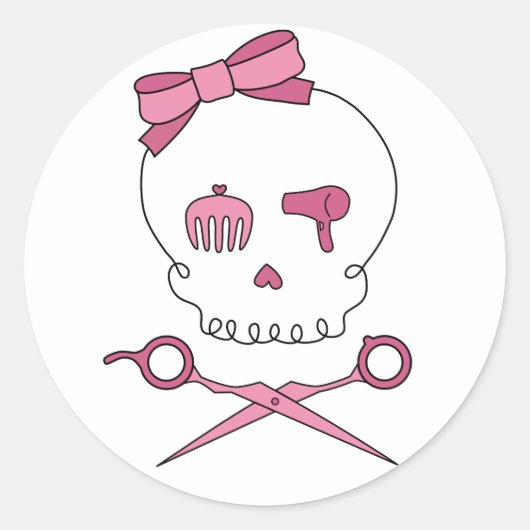 Sticker Rond Accessoire pour cheveux Skull & Ciseaux Crossbones (Devant)