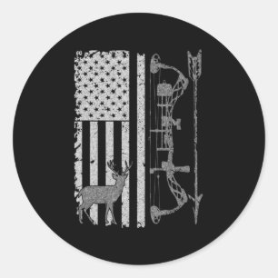 Sticker Rond Accessoires de drapeau American Deer Hunter Bow Hu