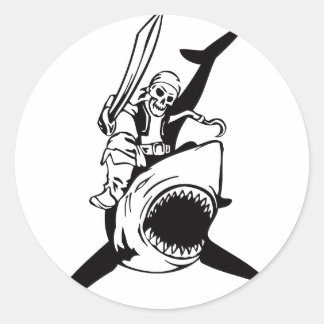 Sticker Rond Accessoires de fêtes en costume de pirate squelett
