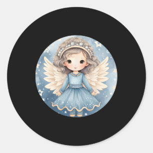 Sticker Rond Accessoires D'Hiver Bleu Pour Femmes Mignonnes Noë