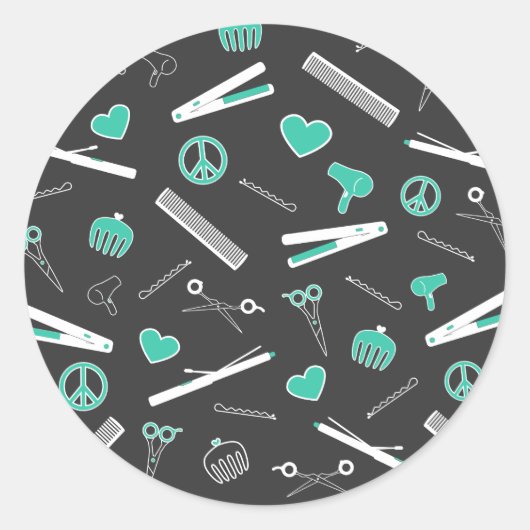 Sticker Rond Accessoires pour la paix, l'amour et les cheveux ( (Devant)