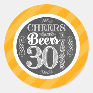 Sticker Rond Acclamations et bières à 30 ans d'étiquettes ro