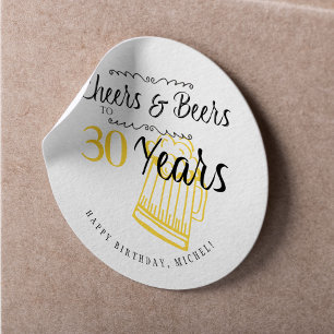 Sticker Rond Acclamations et bières pour les 30 ans de typograp