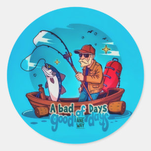 Sticker Rond Accompagné à l'aventure : Une pêche à la journée p
