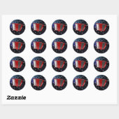 Sticker Rond Accordéon rouge sur Starry Sky, (Feuille)