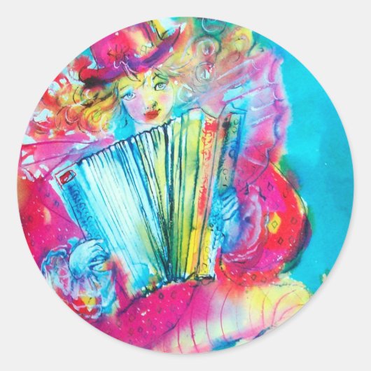 STICKER ROND ACCORDION PLAYER DANS LA NUIT (Devant)