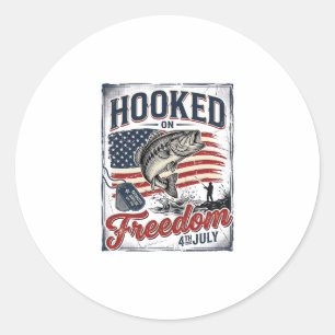 Sticker Rond Accro à la liberté pêche du 4 juillet