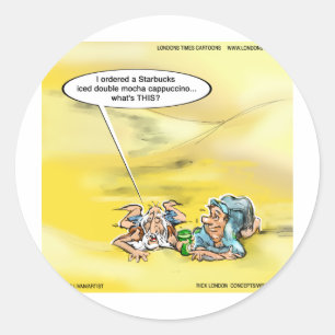 Sticker Rond Accro au café par les dessins de presse du Times d