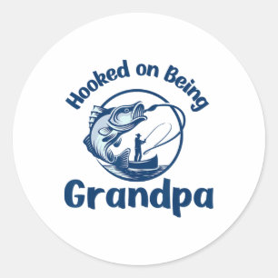 Sticker Rond Accroché à être grand-père pêche