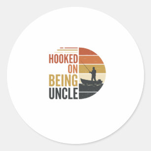 Sticker Rond Accroché à être Oncle Pêche Graphique Vintage_1