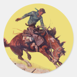 Sticker Rond Accrocher sur Cowboy