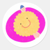 Sticker Rond Accrocher une fleur (Devant)