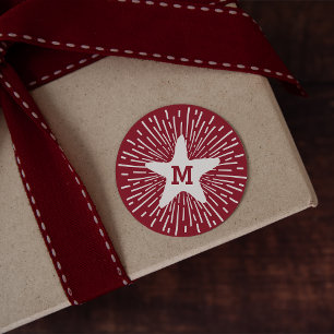 Sticker Rond Accrochez un monogramme de Noël étoilé
