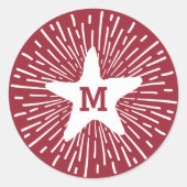 Sticker Rond Accrochez un monogramme de Noël étoilé (Devant)