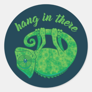 Sticker Rond Accrochez-Vous Là Magique Chameleon