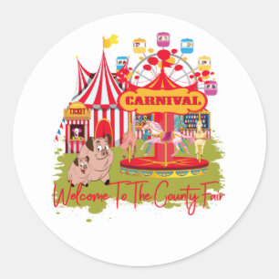 Sticker Rond Accueil à la foire régionale - carnaval