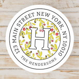 Sticker Rond Accueil Adresse Chic moderne Noël Famille Monogram