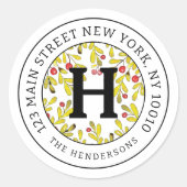 Sticker Rond Accueil Adresse Chic moderne Noël Famille Monogram (Devant)