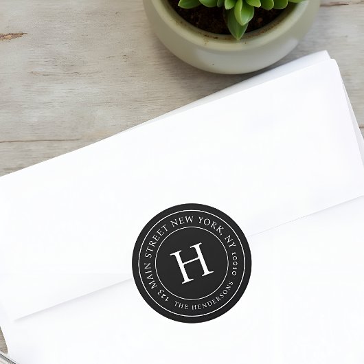 Sticker Rond Accueil Adresse Moderne Simple Chic Famille Monogr