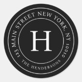 Sticker Rond Accueil Adresse Moderne Simple Chic Famille Monogr (Devant)