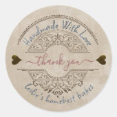 Sticker Rond Accueil Boulangerie Fabriquée Merci Kraft Grunge H (Devant)