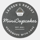 Sticker Rond Accueil Boulangerie Logo Cupcakes Maison Chalkboar (Devant)