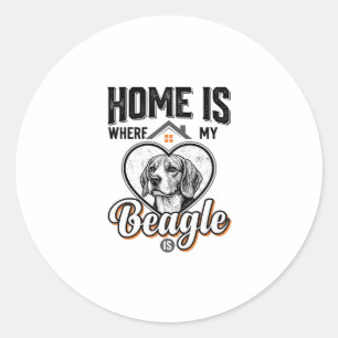 Sticker Rond Accueil est où se trouve mon Beagle Design de chie