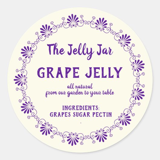 Sticker Rond Accueil Jelly de raisin en conserve Votre nom d'en (Devant)