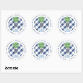 Sticker Rond Accueil Mariage en Bois Blanc Et Bleu Préppy (Feuille)
