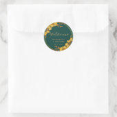 Sticker Rond Accueil Mariage Floral Emerald Green Gold Classy (Sac)