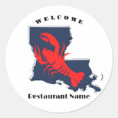 Sticker Rond Accueil moderne écrevisse rouge Louisiane nom pers (Devant)
