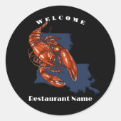 Sticker Rond Accueil moderne écrevisse rouge Louisiane nom pers (Devant)