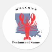 Sticker Rond Accueil moderne écrevisse rouge Louisiane nom pers (Devant)