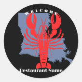 Sticker Rond Accueil moderne écrevisse rouge Louisiane nom pers (Devant)