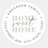 Sticker Rond Accueil moderne Sweet Home Adresse de retour perso (Devant)