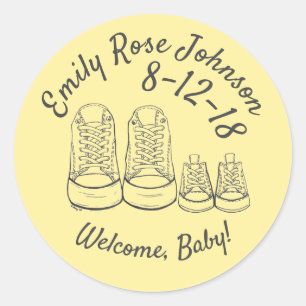 Sticker Rond Accueil personnalisé Nouveau bébé Chaussures Douch