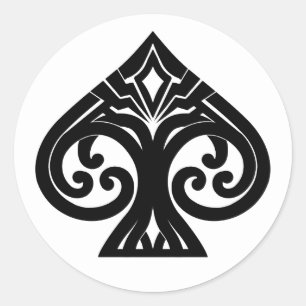 Sticker Rond Ace Art Déco sans bordure noire