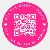 Sticker Rond Acheter À La Mariée Un Verre | Bachelorette QR Cod (Devant)