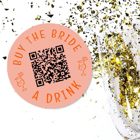Sticker Rond Acheter La Mariée Un Code QR Rose Enterrement de V