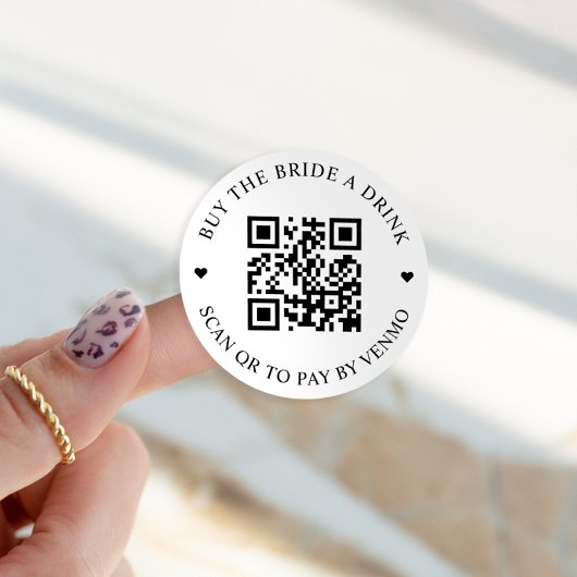 Sticker Rond Acheter L'Épouse A Boire Code QR Bouton