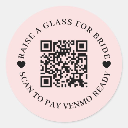 Sticker Rond Acheter un verre à la mariée Code QR Design Rose (Devant)