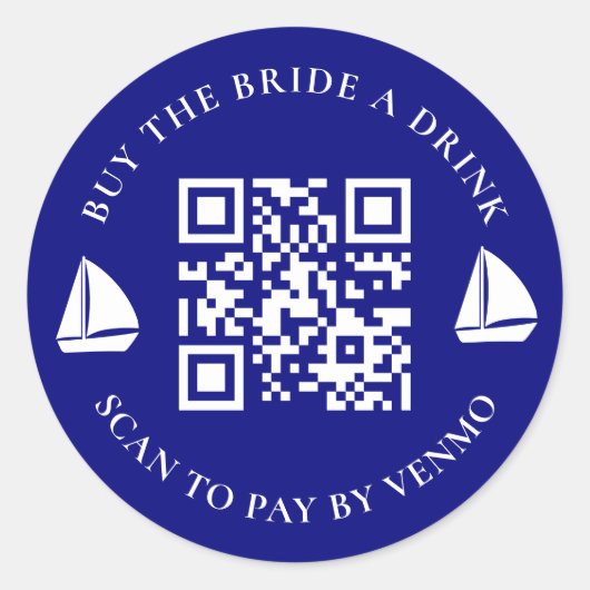 Sticker Rond Acheter un verre à la mariée Code QR pour l'enterr (Devant)