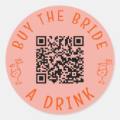 Sticker Rond Acheter un verre à la mariée Code QR Rose Enterrem (Devant)