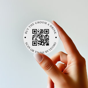 Sticker Rond Acheter un verre au marié bouton de code QR