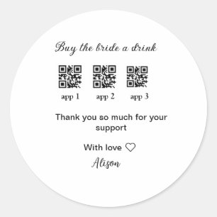 Sticker Rond achetez une boisson à la mariée scannez le code QR