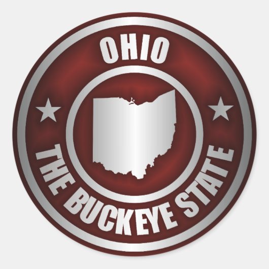 Sticker Rond Acier de l'Ohio (rouge) (Devant)